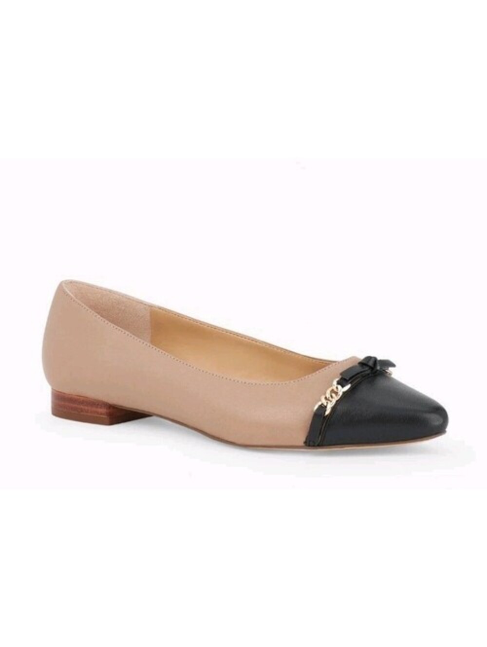 Talbots Size 5 M Edison Embellished Nappa Flats Nude Beige Black Ballet Shoes